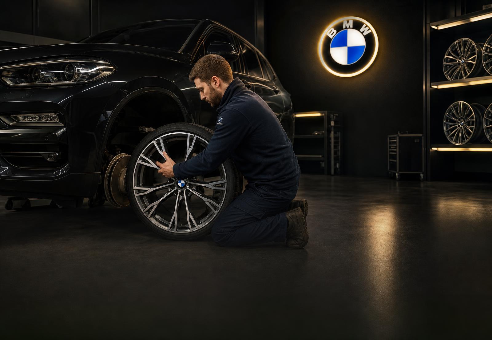 Specialist monteert een originele BMW-velg in de werkplaats van Velgo in Nunspeet